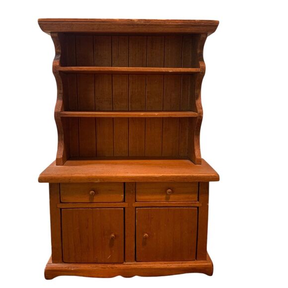 Toncoss Sturbridge Signed Vintage Miniature Dollhouse Wood Hutch Cupboard - Picture 2 of 8